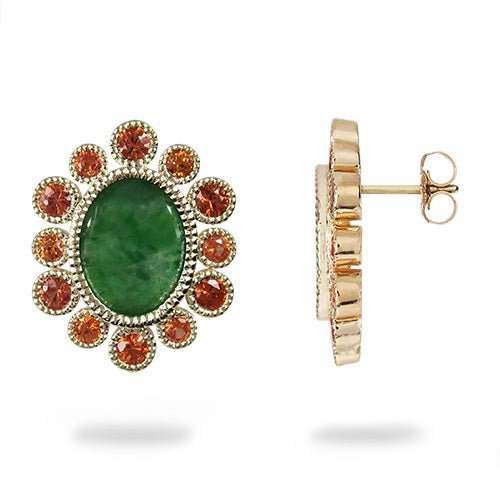 MARIGOLD EARRINGS IN JADE & ORANGE SAPPHIRE - EARRINGS