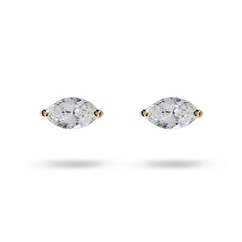 MARQUISE DIAMOND STUD EARRINGS IN YELLOW GOLD - EARRINGS