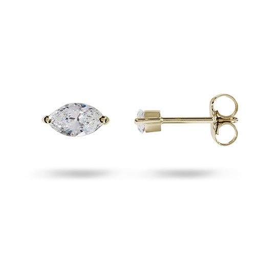 MARQUISE DIAMOND STUD EARRINGS IN YELLOW GOLD - EARRINGS