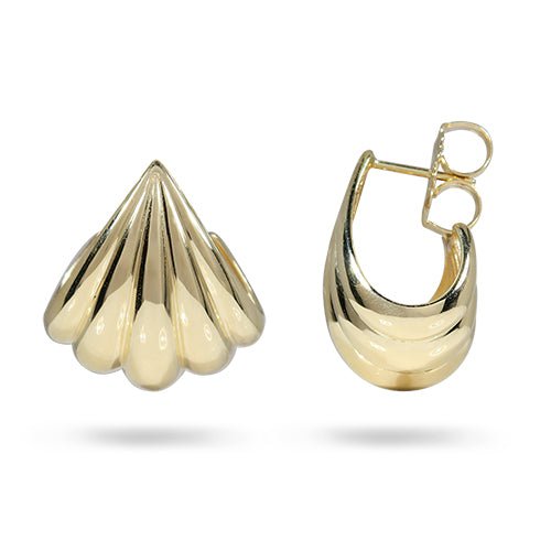 SCALLOPED HOOP EARRINGS IN YELLOW GOLD - EARRINGS