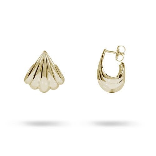 SMALL SCALLOPED HOOP EARRINGS IN YELLOW GOLD - EARRINGS