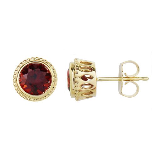 TESSA STUD EARRINGS WITH GARNET IN YELLOW GOLD - EARRINGS