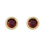 TESSA STUD EARRINGS WITH GARNET IN YELLOW GOLD - EARRINGS