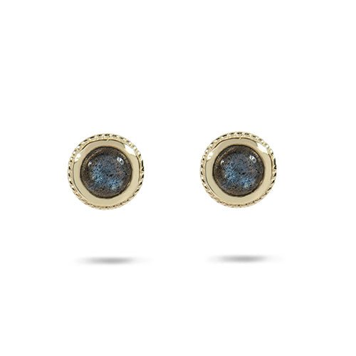 TESSA STUDS WITH LABRADORITE CABOCHON IN YELLOW GOLD - EARRINGS