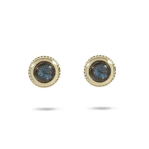 TESSA STUDS WITH LABRADORITE CABOCHON IN YELLOW GOLD - EARRINGS