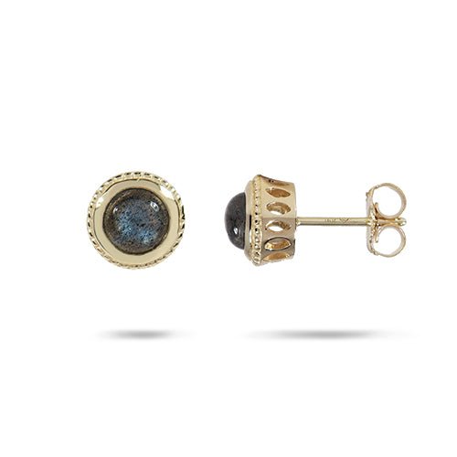 TESSA STUDS WITH LABRADORITE CABOCHON IN YELLOW GOLD - EARRINGS