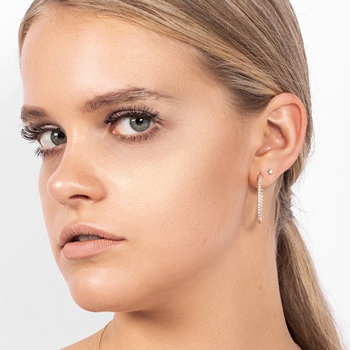 INSIDE OUT DIAMOND HOOP EARRINGS LARGE IN ROSE GOLD - EARRINGS