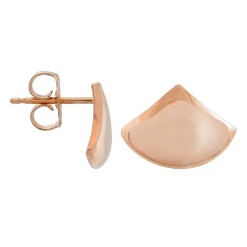 FAN STUD EARRINGS IN HIGH POLISHED ROSE GOLD - EARRINGS