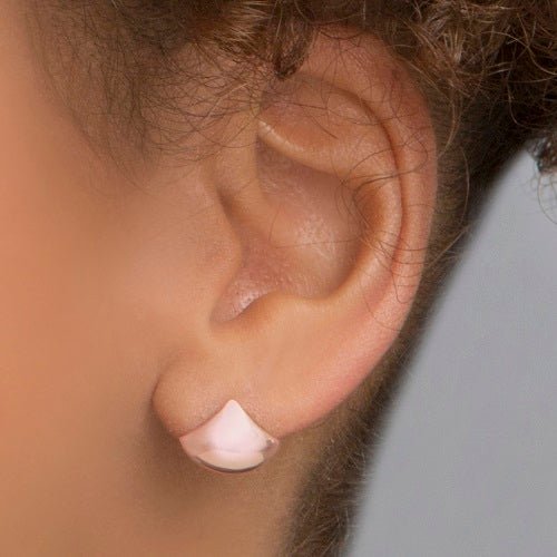 FAN STUD EARRINGS IN HIGH POLISHED ROSE GOLD - EARRINGS