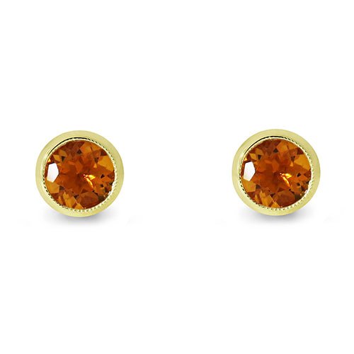 VICTORIA STUD EARRINGS WITH CITRINE IN YELLOW GOLD - EARRINGS