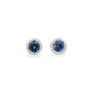 VICTORIA STUDS WITH 4MM BLUE SAPPHIRE - EARRINGS