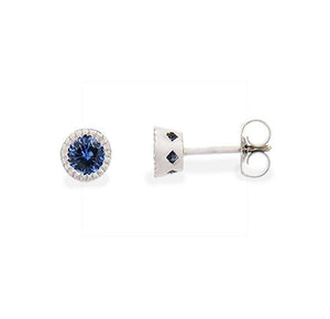 VICTORIA STUDS WITH 4MM BLUE SAPPHIRE - EARRINGS