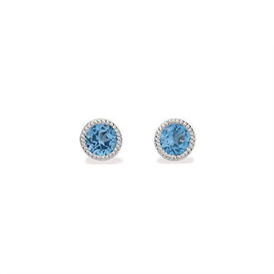 VICTORIA STUD WITH BLUE TOPAZ IN WHITE GOLD - EARRINGS
