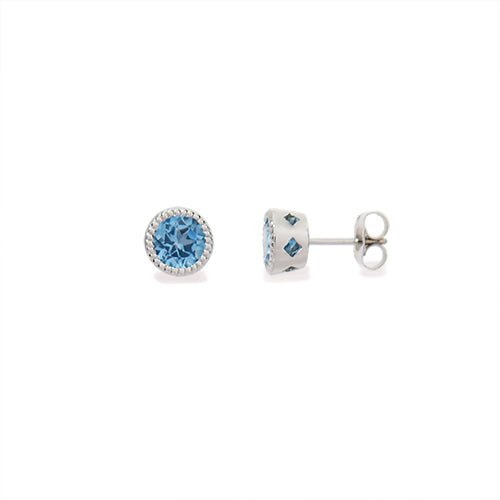 VICTORIA STUD WITH BLUE TOPAZ IN WHITE GOLD - EARRINGS