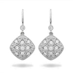 DIAMOND & MILGRAIN DROP EARRINGS -