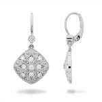 DIAMOND & MILGRAIN DROP EARRINGS -