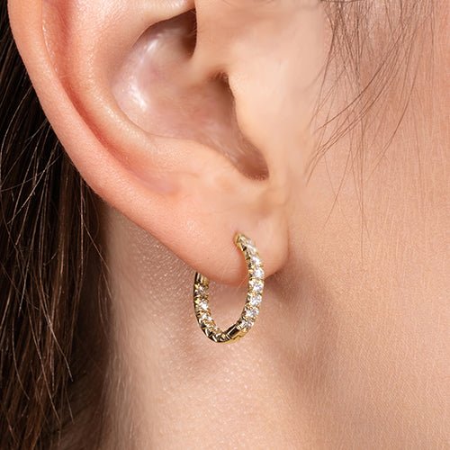 INSIDE OUT DIAMOND HOOP EARRINGS SMALL IN YELLOW GOLD - EARRINGS