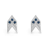 CHEVRON STUD EARRINGS IN SILVER AND GEMSTONES - EARRINGS
