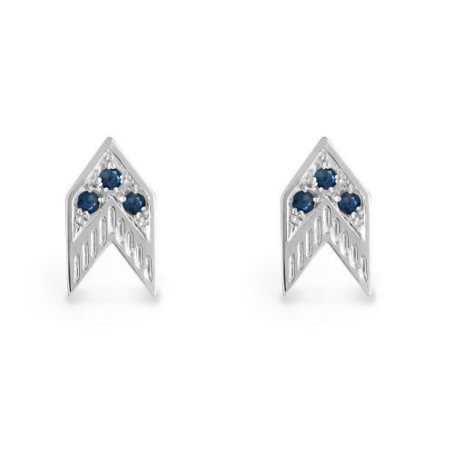 CHEVRON STUD EARRINGS IN SILVER AND GEMSTONES - EARRINGS