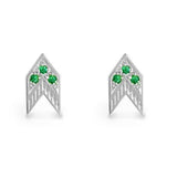 CHEVRON STUD EARRINGS IN SILVER AND GEMSTONES - EARRINGS