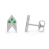 CHEVRON STUD EARRINGS IN SILVER AND GEMSTONES - EARRINGS