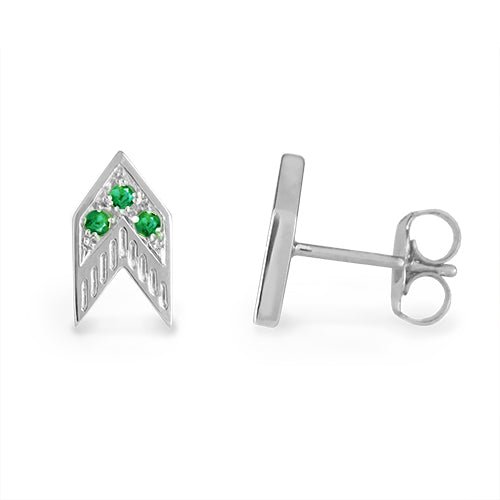 CHEVRON STUD EARRINGS IN SILVER AND GEMSTONES - EARRINGS