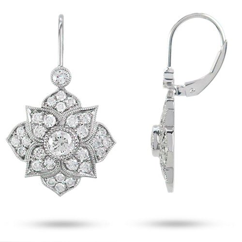 DAHLIA DIAMOND DROP EARRINGS IN WHITE GOLD - EARRINGS