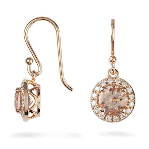 ARIEL MORGANITE DROP EARRINGS WITH DIAMOND HALO - EARRINGS