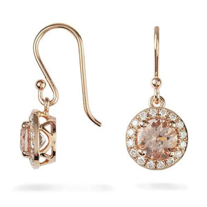 ARIEL MORGANITE DROP EARRINGS WITH DIAMOND HALO - EARRINGS