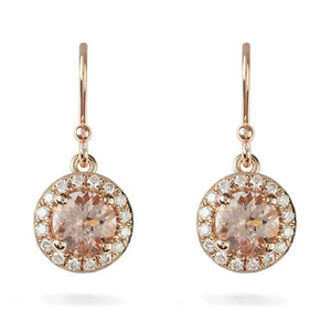 ARIEL MORGANITE DROP EARRINGS WITH DIAMOND HALO - EARRINGS