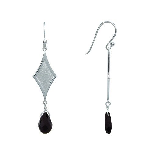 HARLEQUIN BLACK ONYX EARRINGS IN STERLING SILVER - EARRINGS