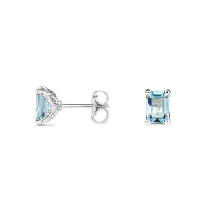BLOSSOM STUD EARRING WITH AQUAMARINE IN WHITE GOLD - EARRINGS