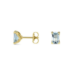 BLOSSOM STUD EARRING WITH AQUAMARINE IN YELLOW GOLD - EARRINGS