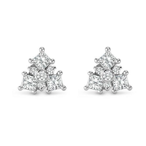 PRINCESS AND ROUND BRILLIANT DIAMOND EARRINGS -