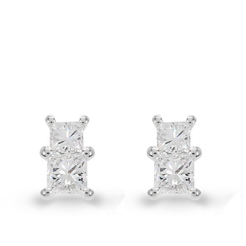 PRINCESS CUT DIAMOND STUD EARRINGS -
