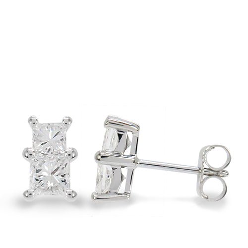 PRINCESS CUT DIAMOND STUD EARRINGS -