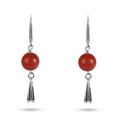PAISLEY DROP EARRINGS WITH RED SEA BAMBOO IN SILVER - EARRINGS
