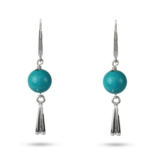 PAISLEY DROP EARRINGS WITH TURQUOISE IN SILVER - EARRINGS