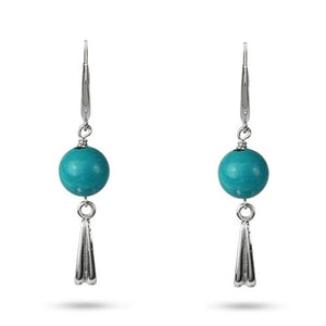 PAISLEY DROP EARRINGS WITH TURQUOISE IN SILVER - EARRINGS