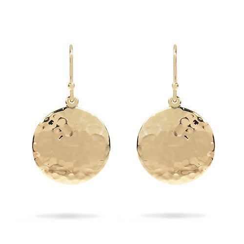 Modern Medium Circle Earrings - Hammered Texture - Round Dangle Drop - –  Chic in Gold