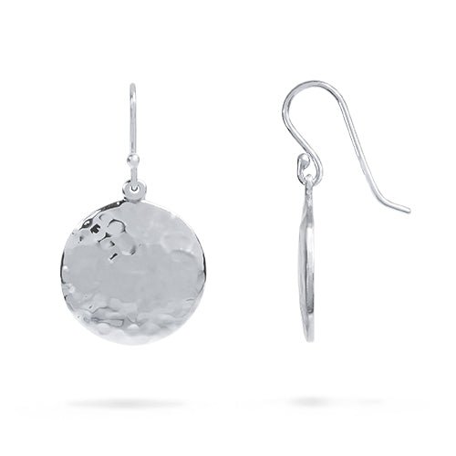 HAMMERED DISC HIGH POLISHED SMALL EARRINGS IN STERLING SILVER - EARRINGS