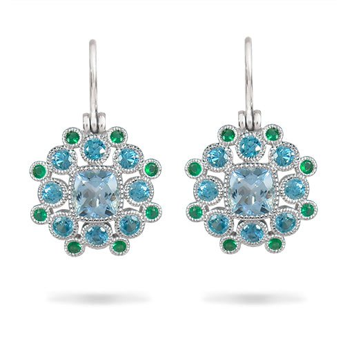 MARIGOLD AQUAMARINE & EMERALD EARRINGS - EARRINGS