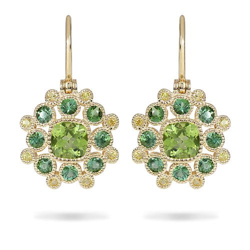 MARIGOLD PERIDOT, GREEN TOURMALINE & YELLOW SAPPHIRE EARRINGS - EARRINGS