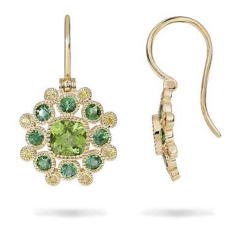 MARIGOLD PERIDOT, GREEN TOURMALINE & YELLOW SAPPHIRE EARRINGS - EARRINGS