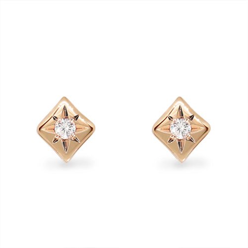 TINY FLAME STARBURST DIAMOND EARRINGS IN ROSE GOLD - EARRINGS