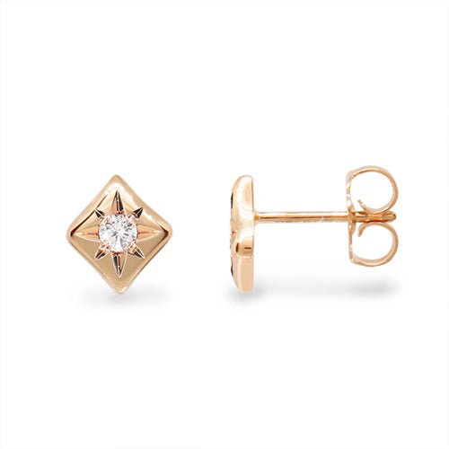 TINY FLAME STARBURST DIAMOND EARRINGS IN ROSE GOLD - EARRINGS