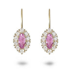 MARQUISE PINK SAPPHIRE & DIAMOND HALO DROP EARRINGS - EARRINGS