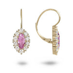 MARQUISE PINK SAPPHIRE & DIAMOND HALO DROP EARRINGS - EARRINGS