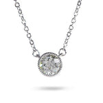 FLOATING DIAMOND NECKLACE WITH MILGRAIN - NECKLACES