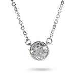 FLOATING DIAMOND NECKLACE WITH MILGRAIN - NECKLACES